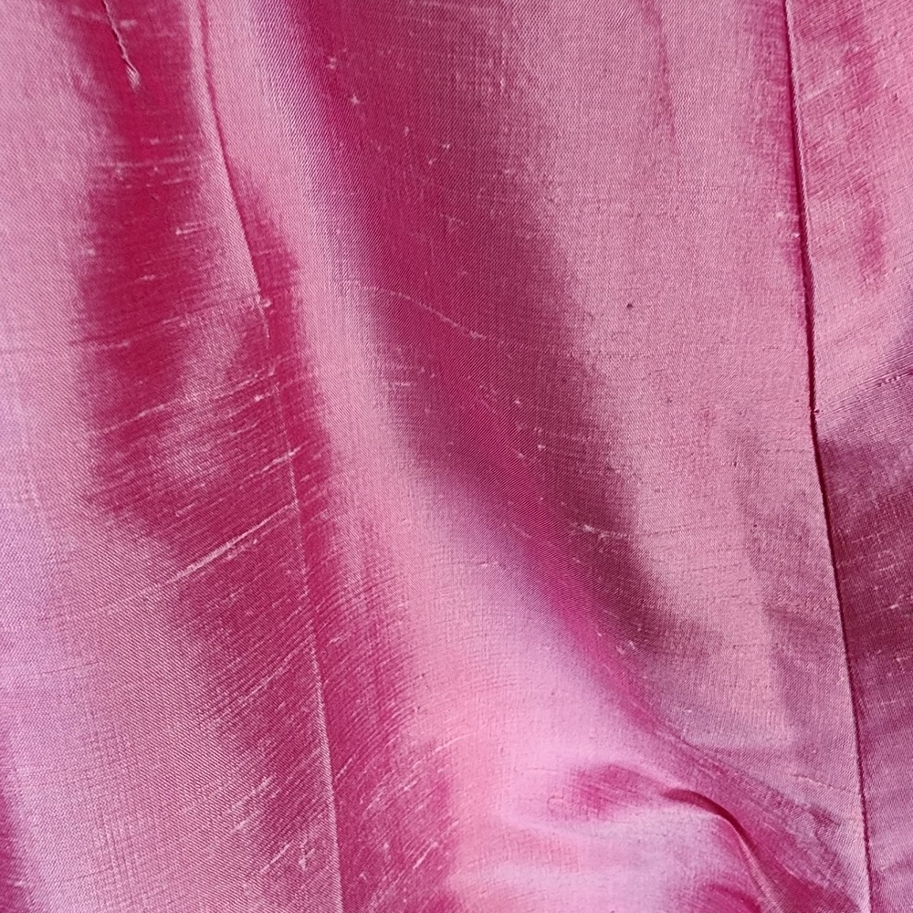 KAREN KANE Lifestyle Size 8 100% Silk Slubbed Shimmer Pink Bandless Ankle Pants - Picture 4 of 8